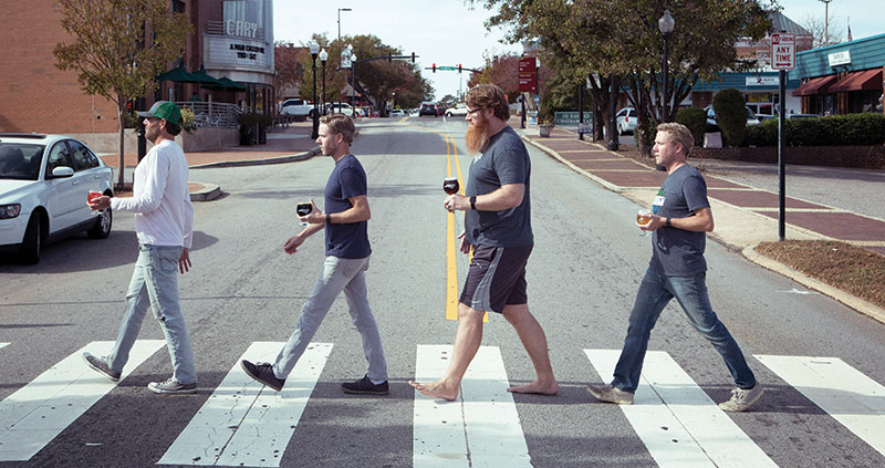 Cary may not have an Abbey Road, but Bond Brothers brewers, from left, Andy Schnitzer, Jay Bond, Whit Baker and Jeremy Bond, would still like everyone to come together for good beer. 