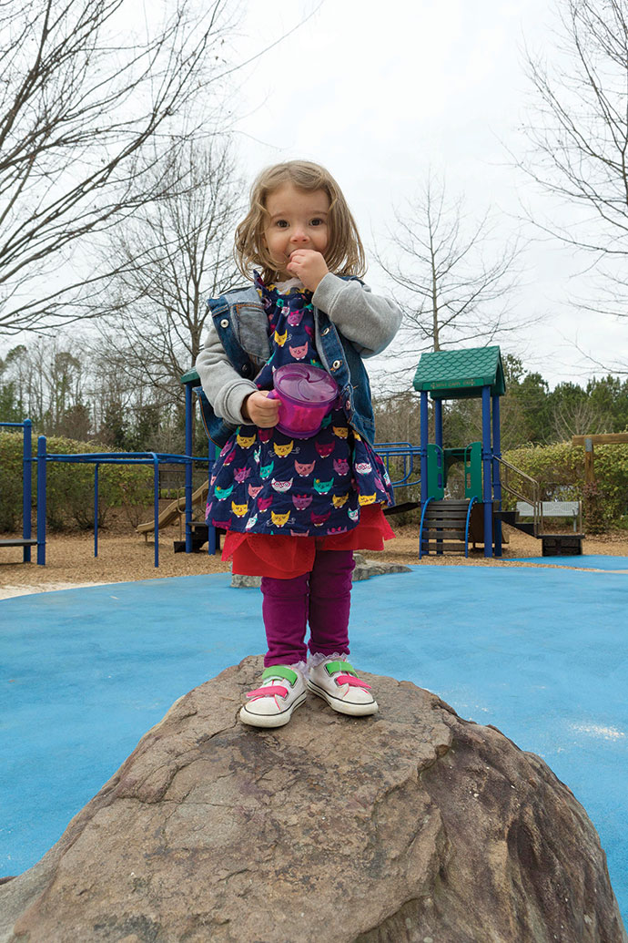 Little Noah Coulombe visits North Cary Park, one of many parks nationwide reviewed and recommended by Play Across America, a website and app created to help families find safe playgrounds when traveling. 
