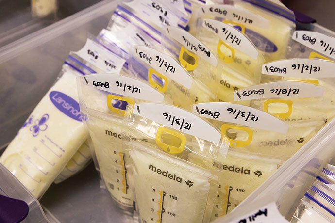 In the lab, milk is pooled from multiple donors, homogenized to prevent fat separation, bottled and labeled for tracking, then pasteurized to kill viruses and bacteria. After more testing, the milk is frozen until it’s dispensed to hospitals from Pennsylvania to Florida. 