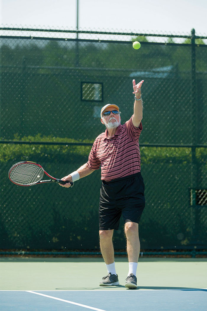 Jerry Passer plays tennis at Cary Tennis Park. “Tennis is such a social sport, and you can play from age 5 to 95,” said Laura Weygandt, executive director of WWTA.