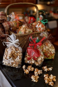 From October to December, Vinson’s caramel corn is packaged in themed bags and tags depending on the holiday.