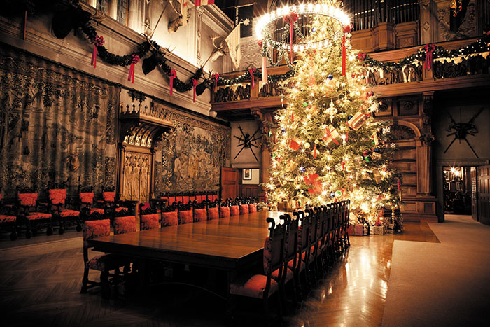 Biltmore House is filled with Christmas trees, with the centerpiece being the Banquet Hall’s 35-foot Fraser fir.