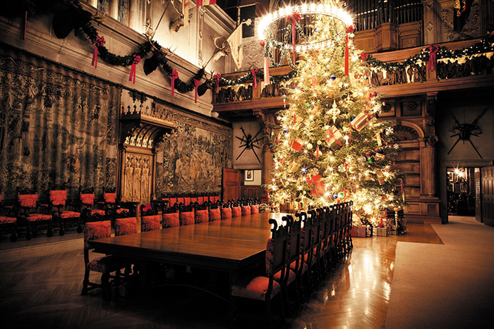 Biltmore House is filled with Christmas trees, with the centerpiece being the Banquet Hall’s 35-foot Fraser fir. 